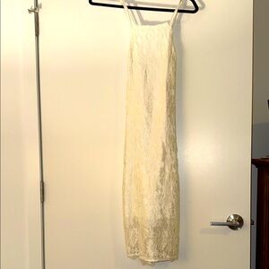 Lulu's Cream Sheath Dress Spaghetti Strap Wedding